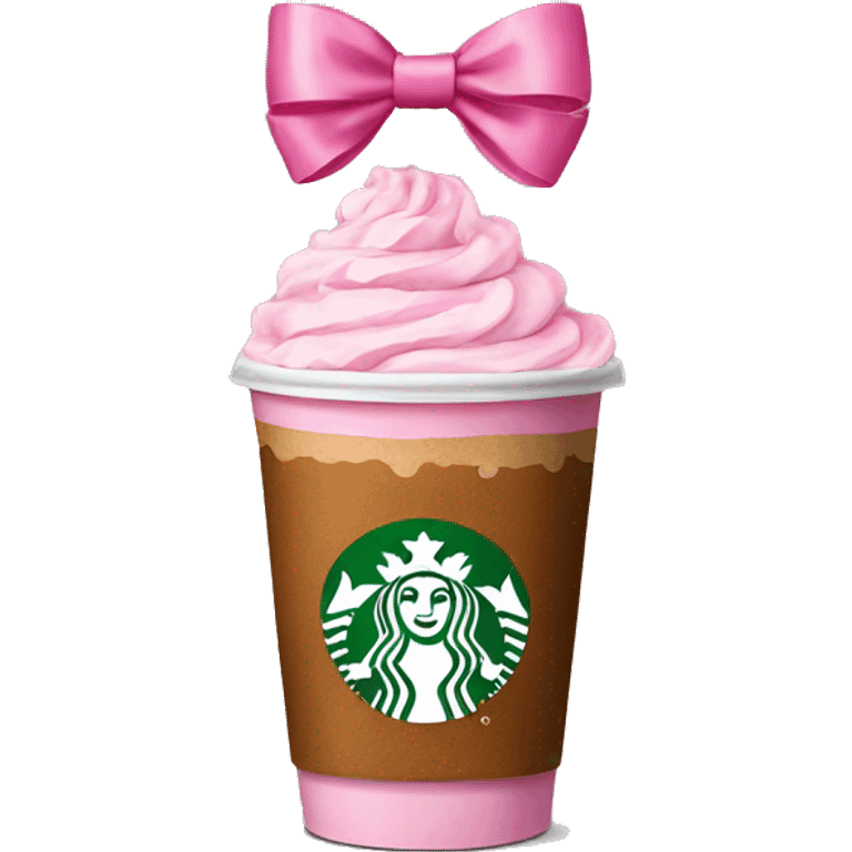 Starbucks drink with a pink bow emoji