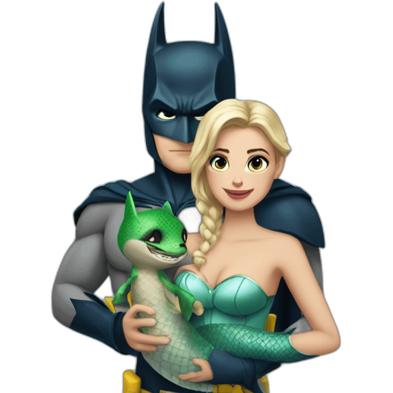 batman with a marmaid with 💍 emoji