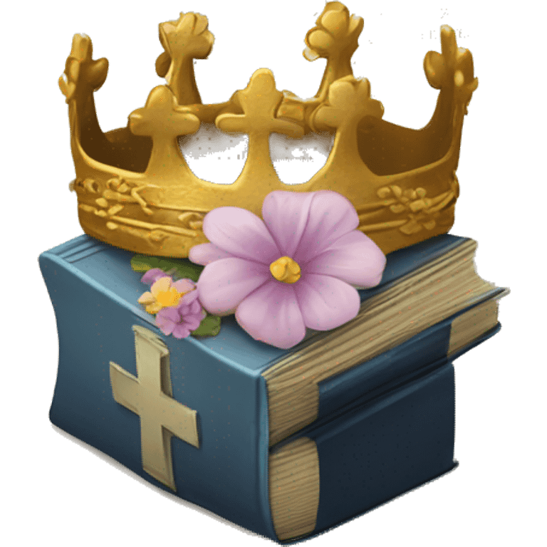 Holy bible with flowers and a Thorne crown emoji