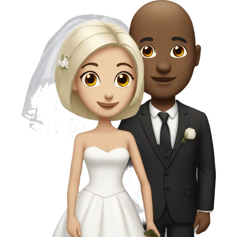 bald Black guy with marrying Latina black haired girl emoji