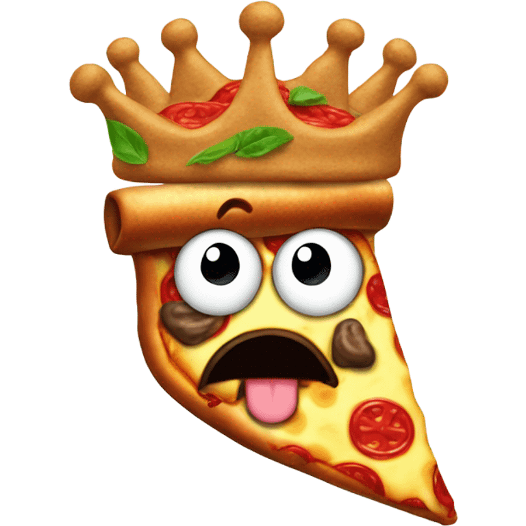 Poop wearing a crown made of pizza emoji