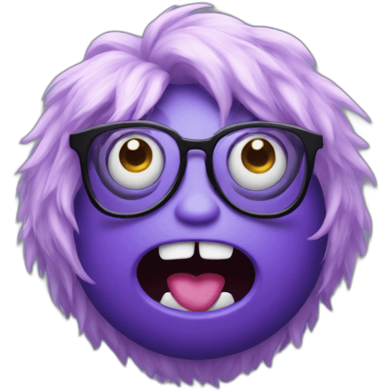 nerdy violet monster on a video call emoji