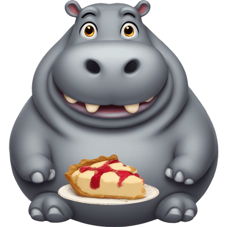 Fat hippo eating pie emoji