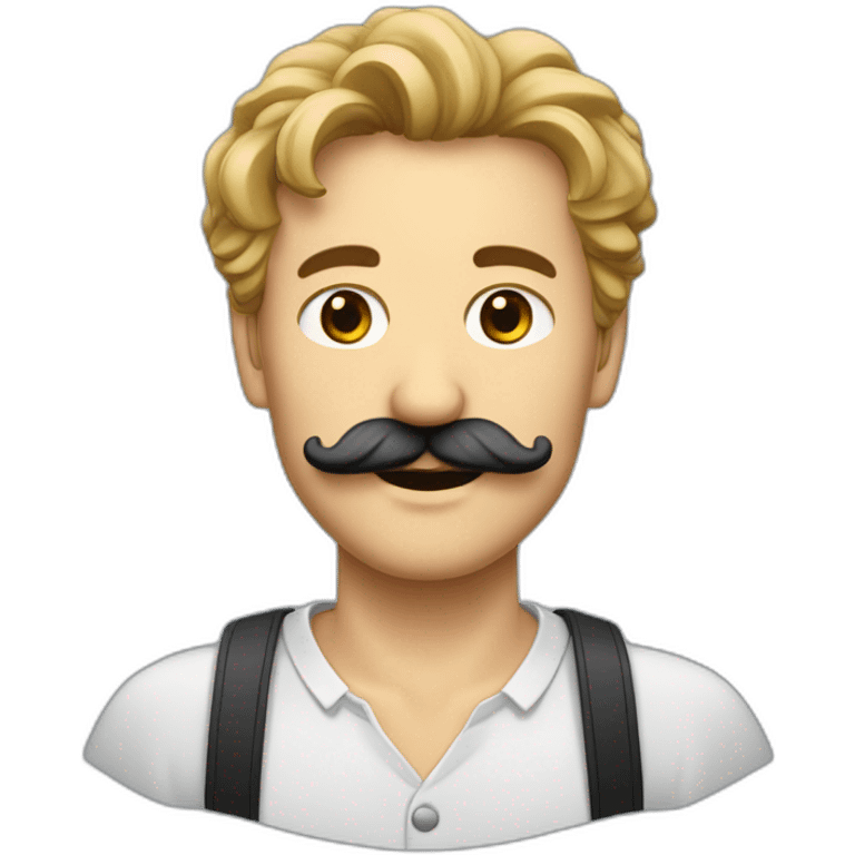 Homme allemand avec les cheveux plaqués et une moustache carré emoji