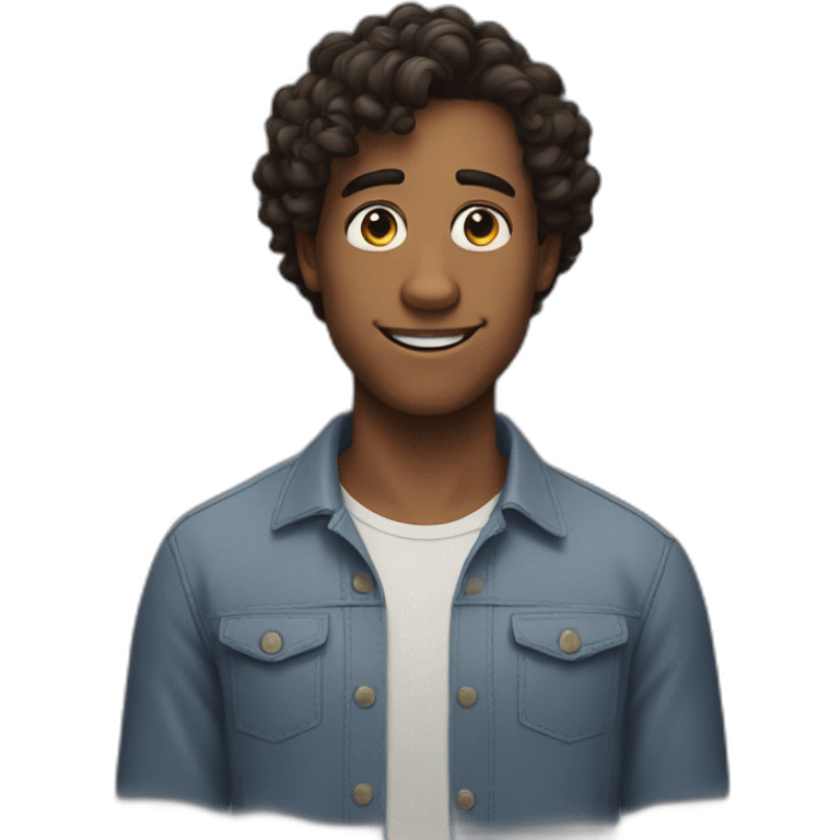 I want you to generate a pixar style man, of 22 years old, with short hair with some curls emoji