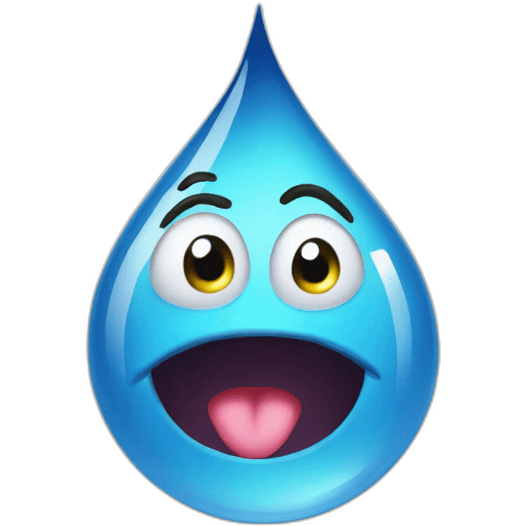 Water drop with mad face emoji