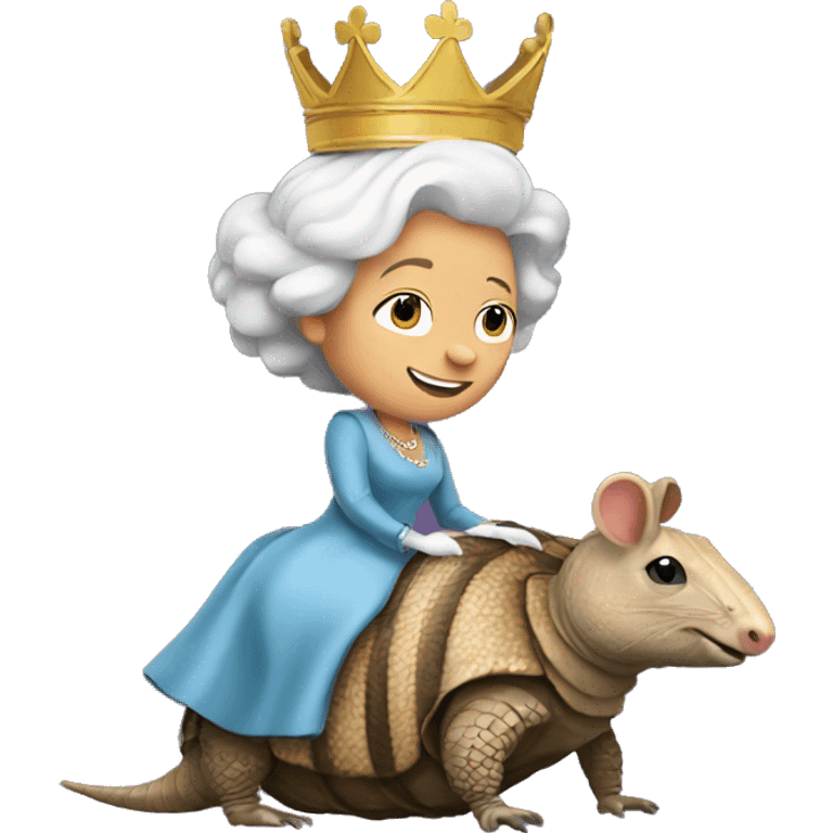 queen elizabeth RIDING an armadillo emoji