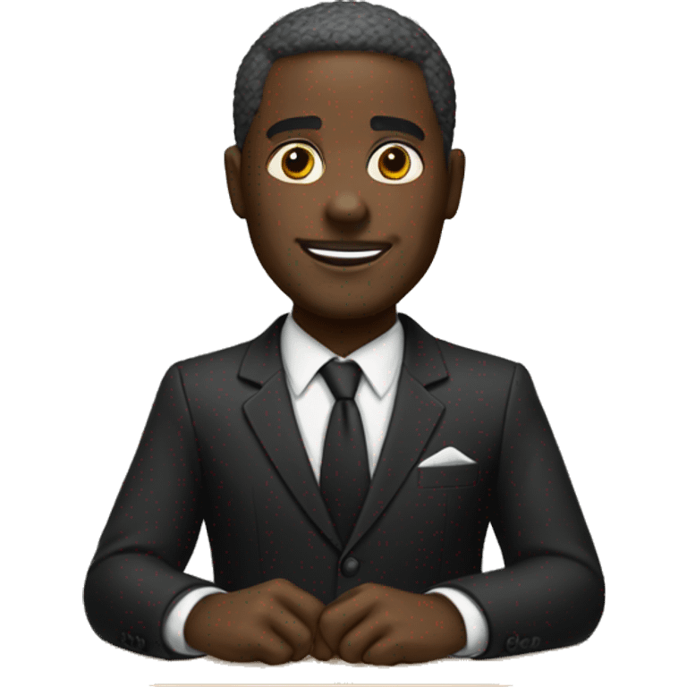 black man suit at desk emoji