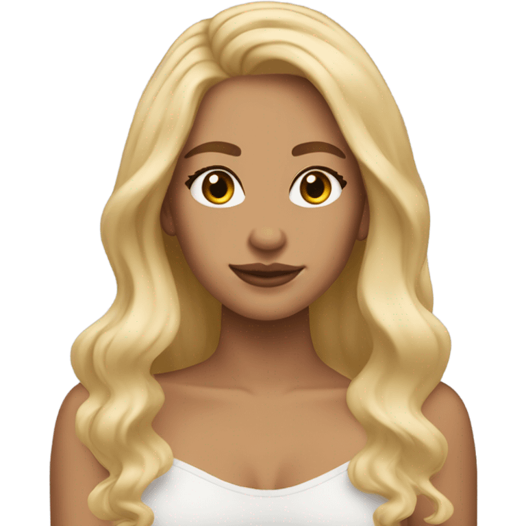 👩🏼 tan light skinned wavy blonde haired  emoji