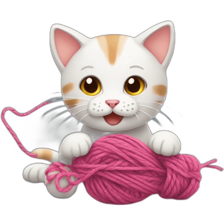 little cat playing with yarn emoji