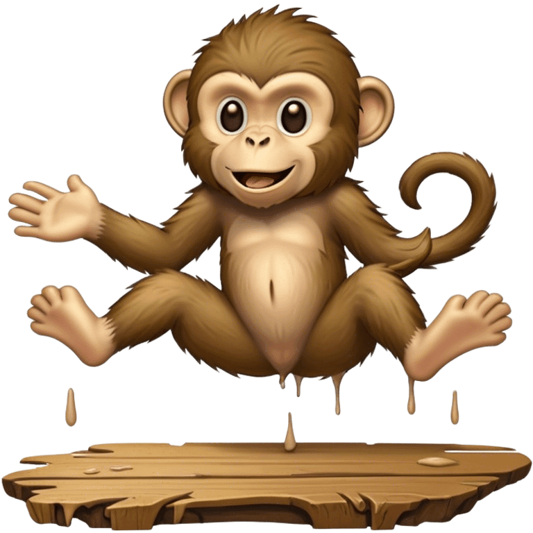 Dirty smelly monkey falling over the leg of a table  emoji