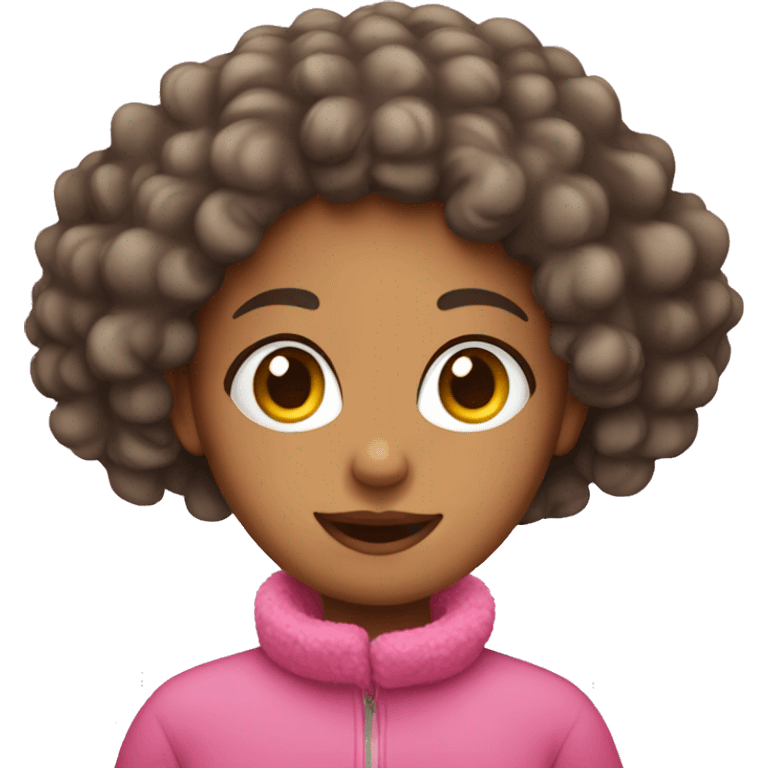 girl with curly hair and pink ear muffs emoji