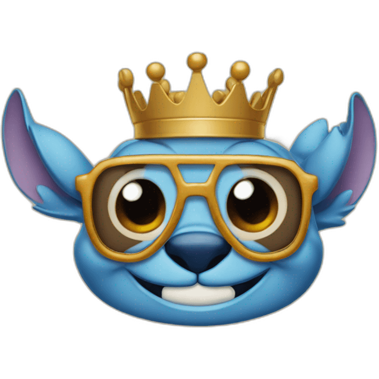 Stitch avec une couronne et des lunettes Disney emoji