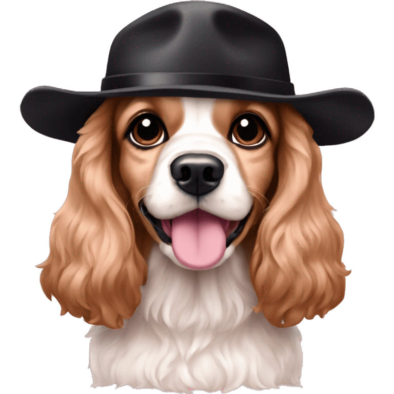 Cocker/cavalier spaniel black pink hat emoji