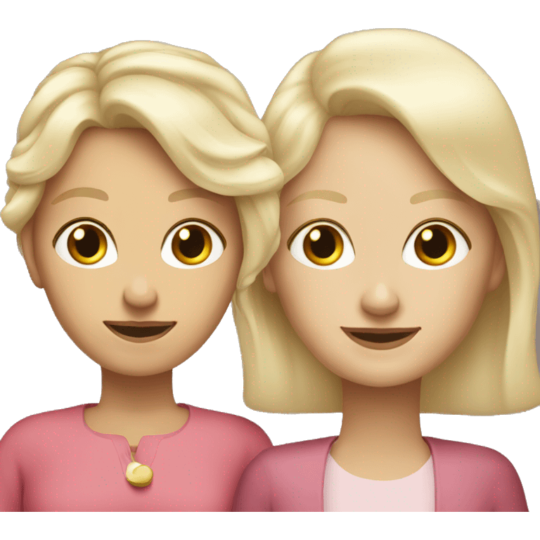 Blonde older mom and blonde daughter emoji