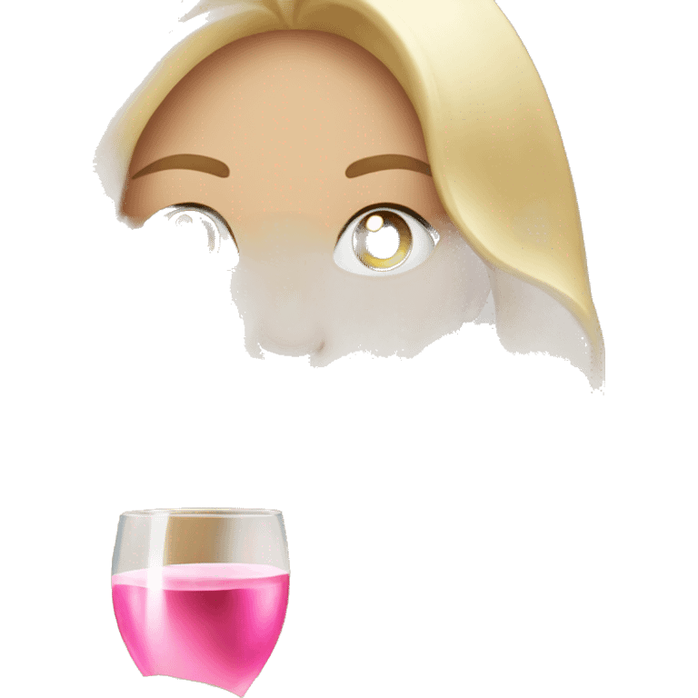 Pretty blonde lady with long hair drinking pink champagne emoji