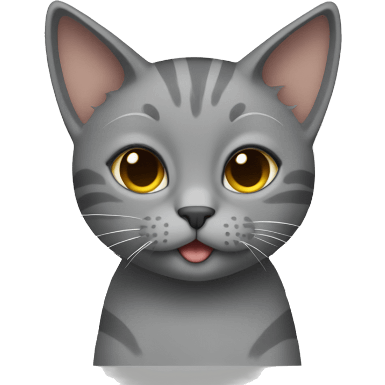 Gray cat giving a peace sign emoji