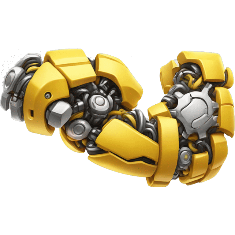 Yellow mechanical cyborg bicep that’s flexing emoji