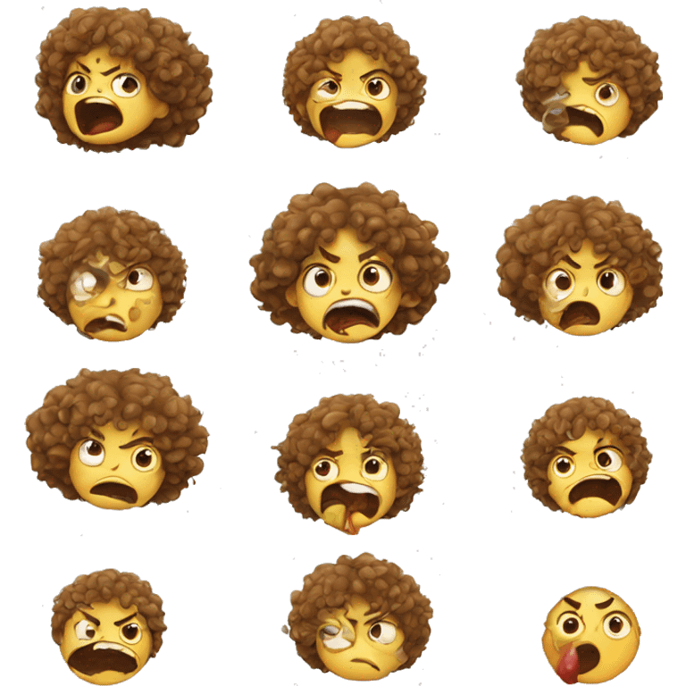 Sticker angry child  , eat , curly  emoji