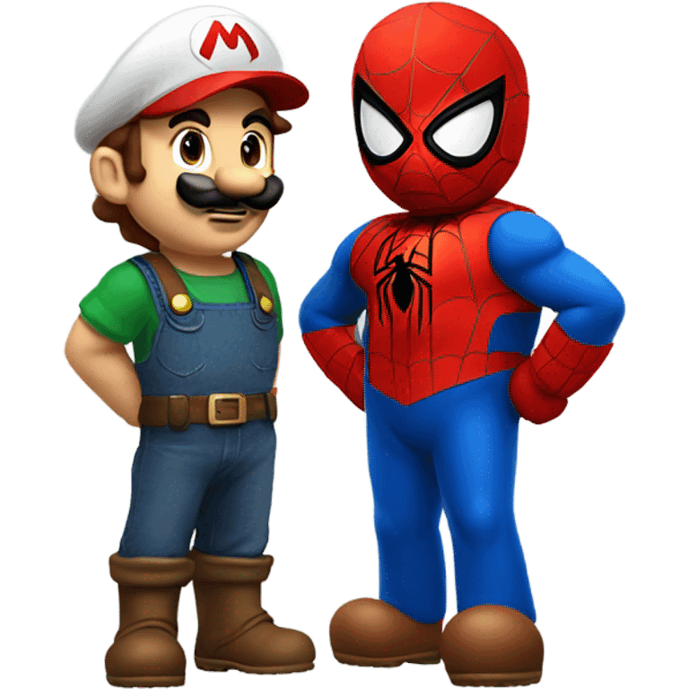 Mario with spider-man emoji