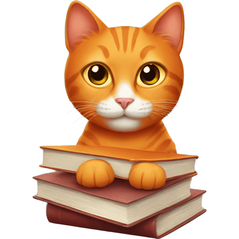 orange cat with books emoji