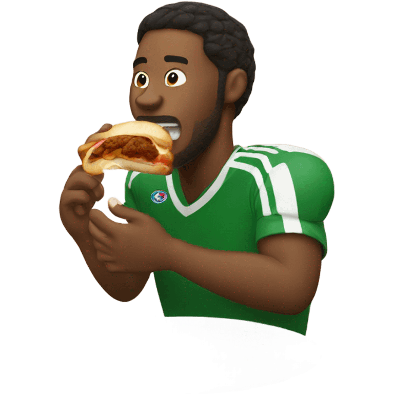 Soccer player eating a meatball sandwich  emoji