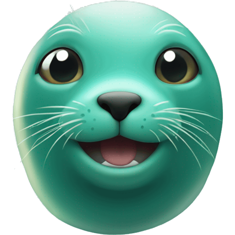 teal-coloured seal with light rays exploding out from behind emoji