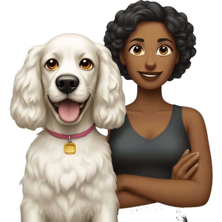 Brazilian woman and a cocker spaniel emoji