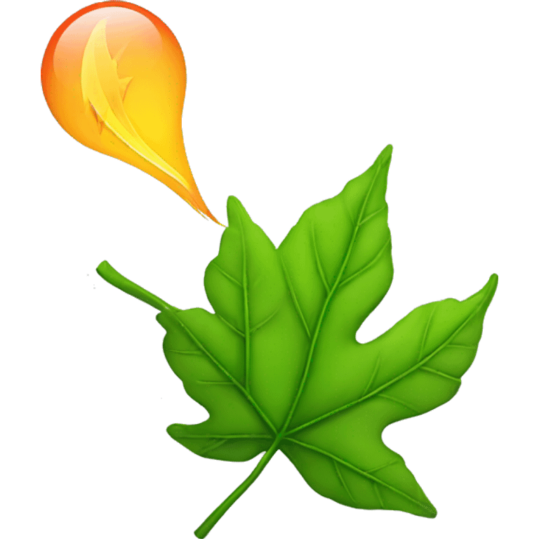 Leaf floating in the wind and a lighter emoji