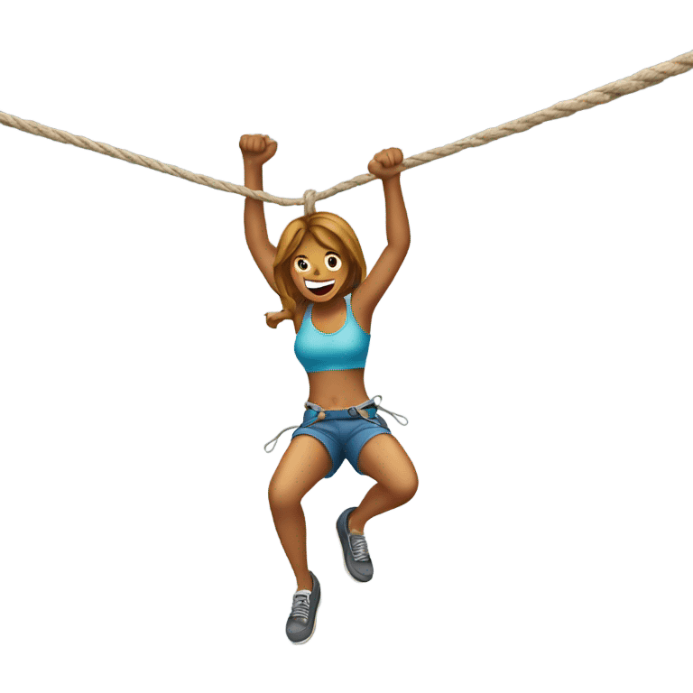 woman climbing down a rope emoji