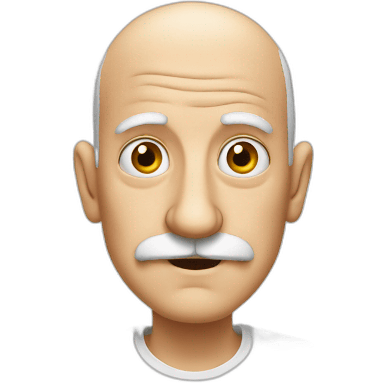 old man with big eyes, Italian moustache and bald head emoji