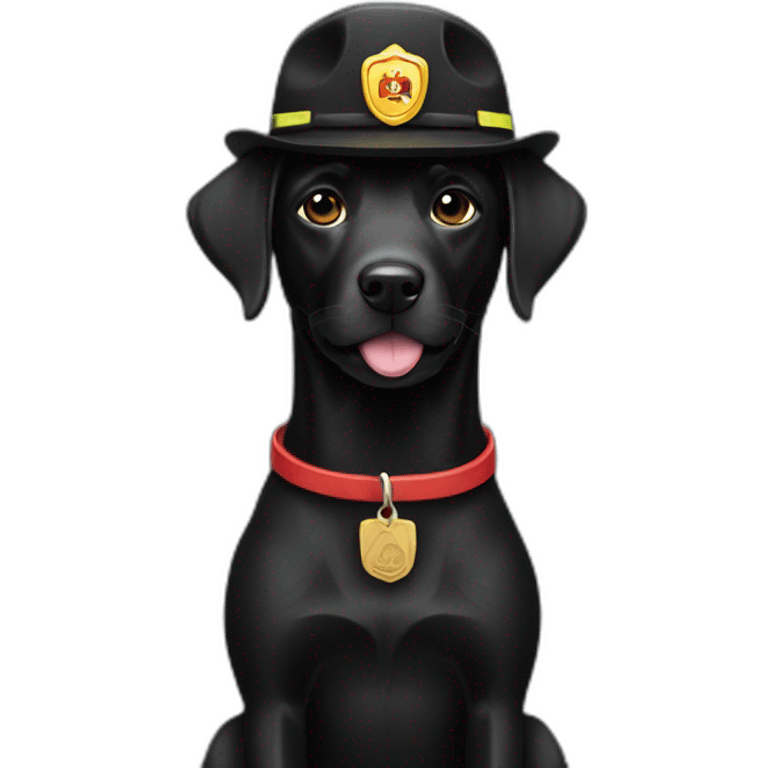 Un labrador noir pompier emoji