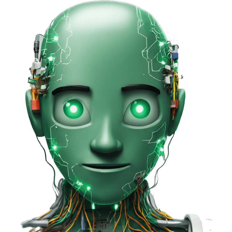 Head Deku cyborg with circuits and wires  emoji