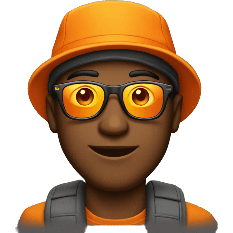 hombre joven con gorra naranja y gafas de sol emoji