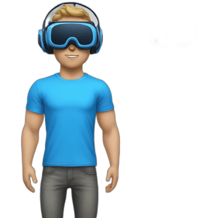 Vr player white blue t-shirt emoji