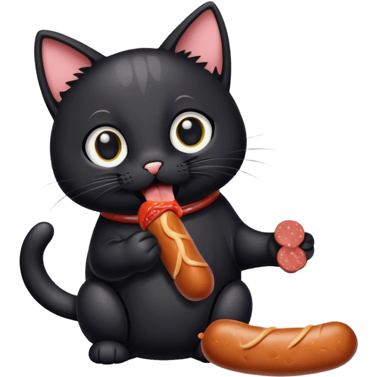 cat eat sausage emoji