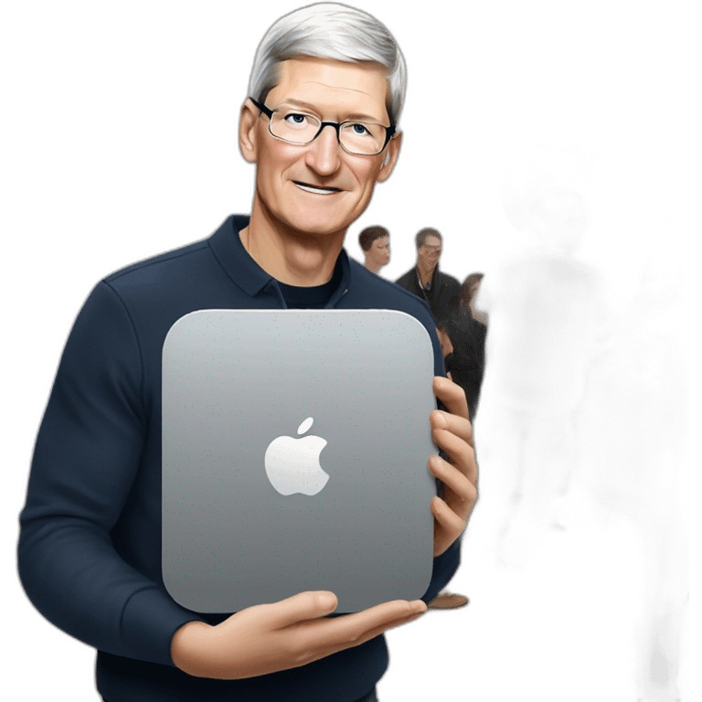 tim cook holding giant iphone emoji