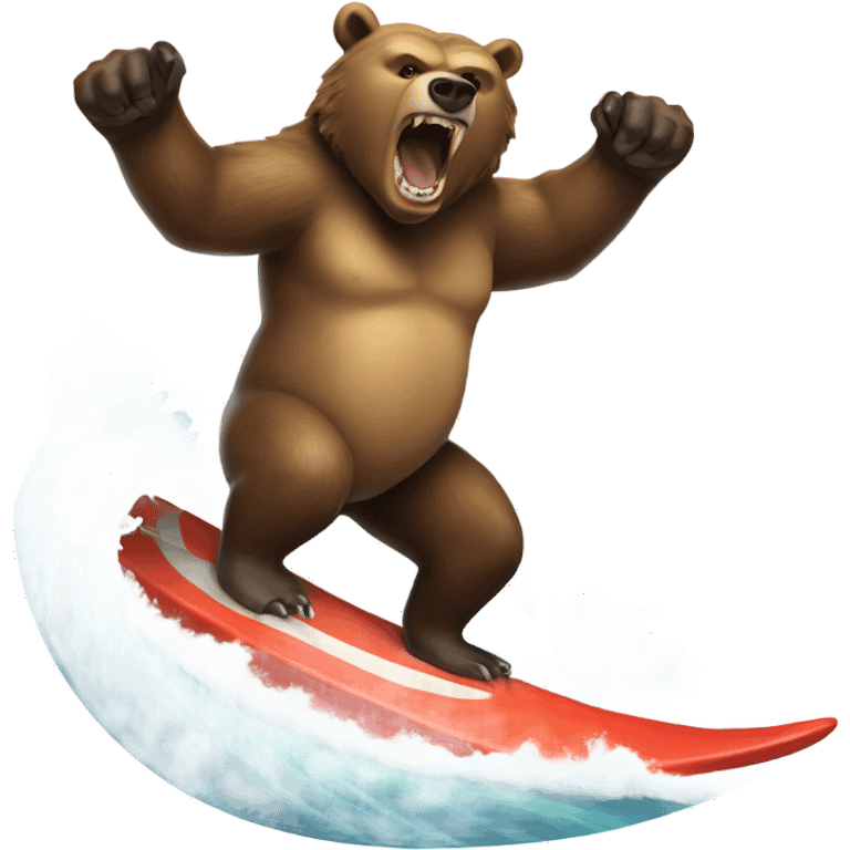 Angry grizzly bear surfing a wave on a shark  emoji