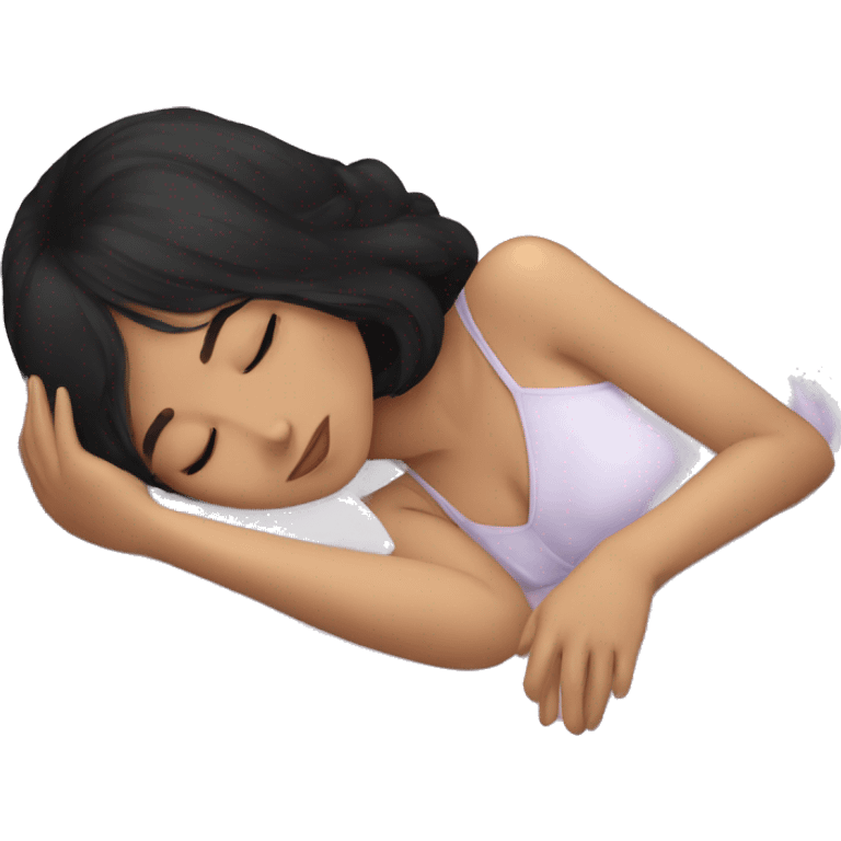 Coquette teenage asian black hair girl sleeping  emoji