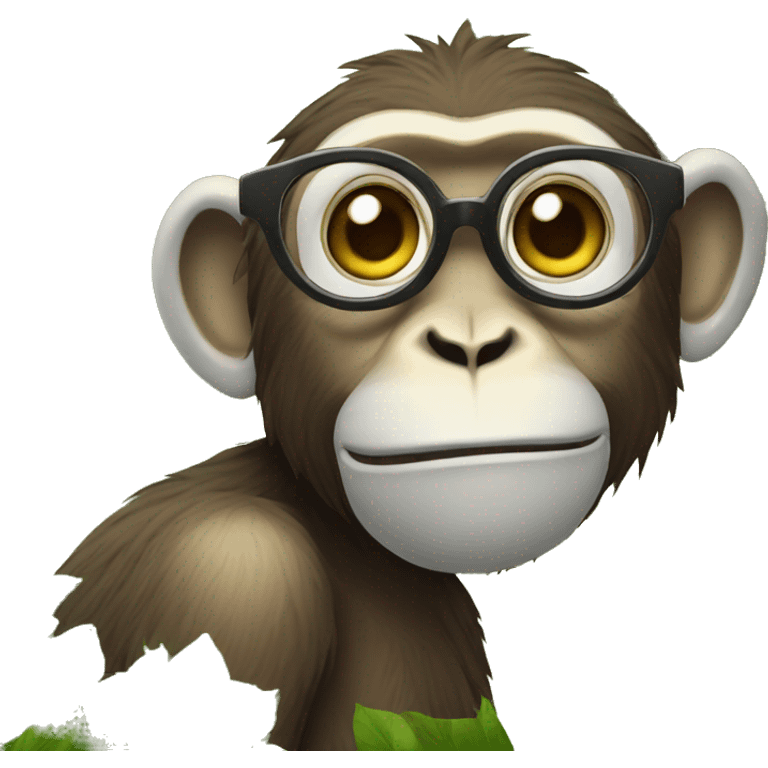 Monkey with spectacles and in tree emoji