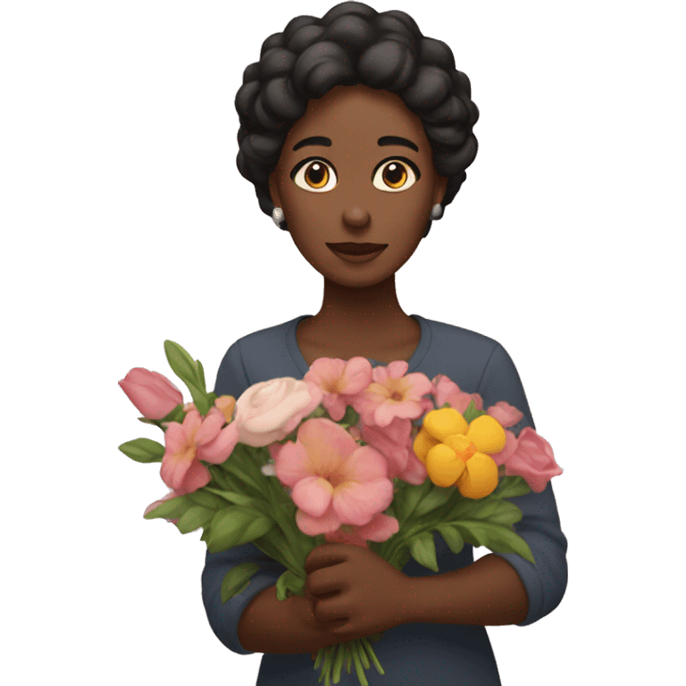 Woman with flowers in her hand emoji