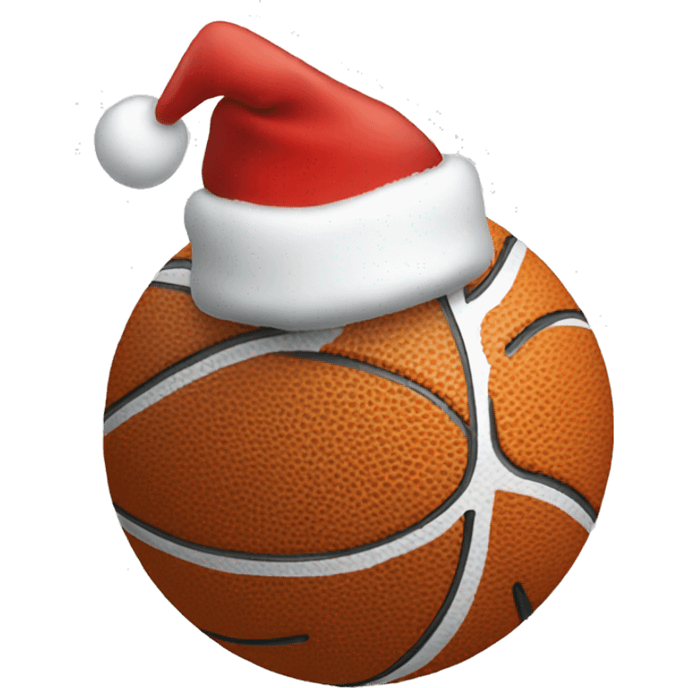 A Basketball with a Christmas hat emoji