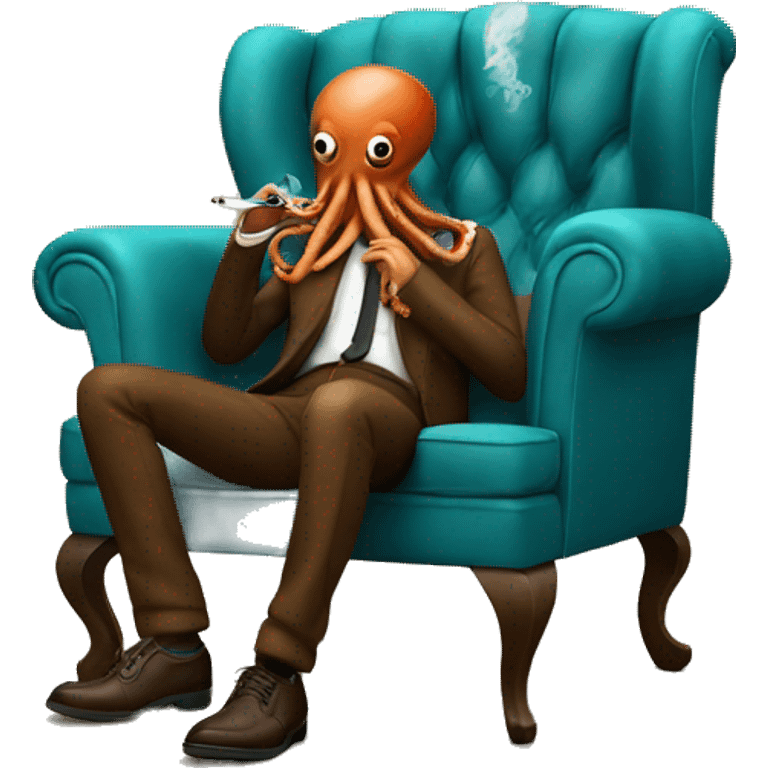 Octopus smoking a cigarette in chair emoji