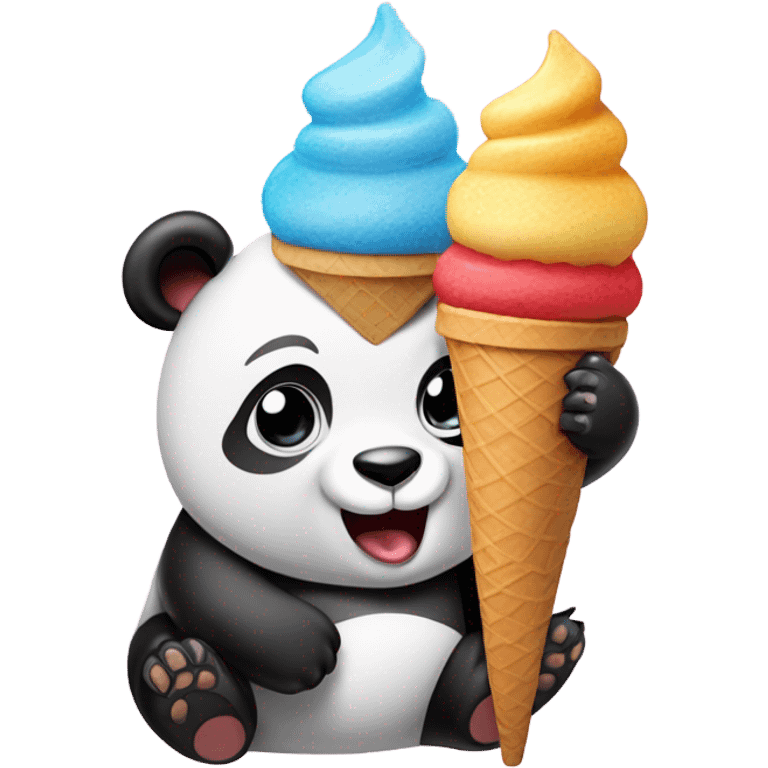 Panda eating ice cream emoji