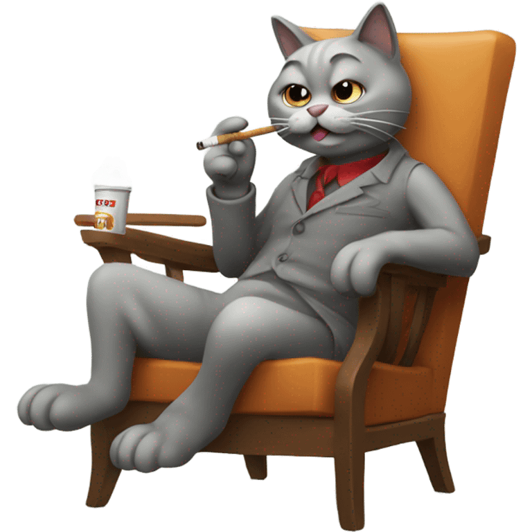 cat in a chair smoking emoji