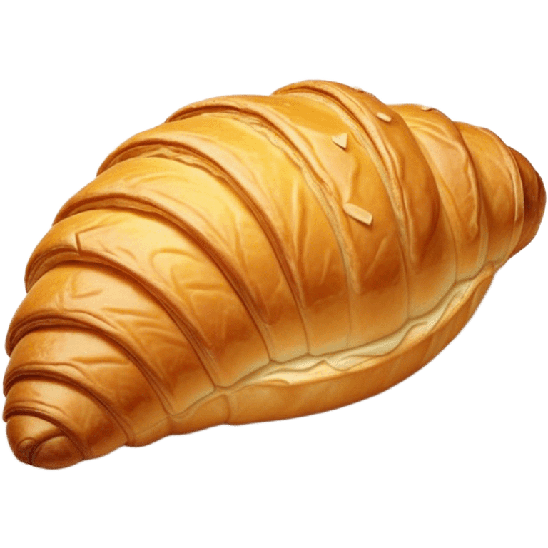 Cinematic golden croissant, perfectly flaky with crisp layers, slightly cracked to reveal buttery soft interior, warm golden glow, highly detailed and inviting. emoji