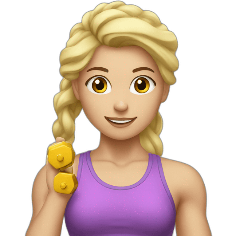 blonde girl training with weights emoji