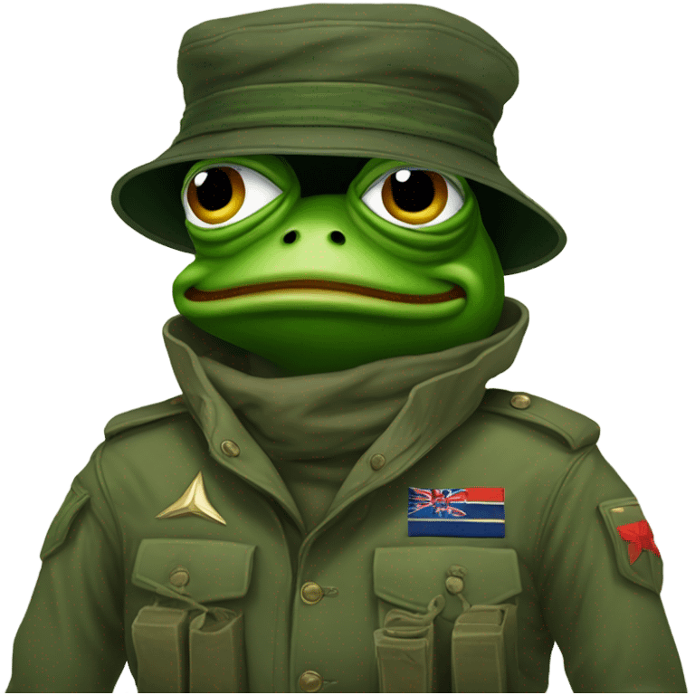 pepe wearing a military outfit emoji