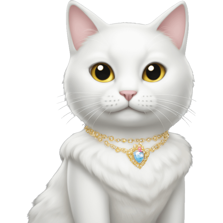 White cat wearing a princess dress  emoji