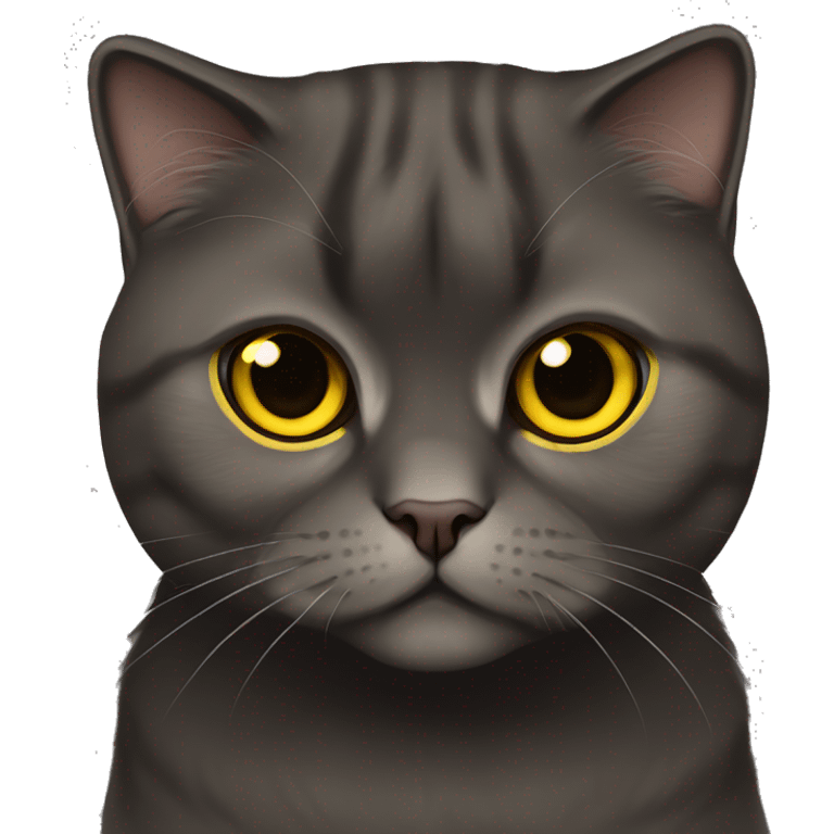 dark brown scottish fold cat with yellow eyes emoji